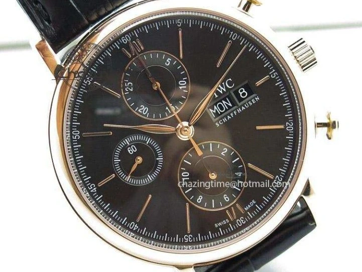 MIROTIME 0125 Portofino Chrono RG Black Dial on Black Leather Strap A HighPerformance 7389